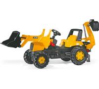 Rolly Toys JCB Tracteur à pédales avec chargeur frontal + pelleteuse, pneus silencieux, dès 3 ans