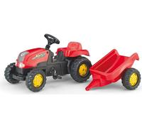 rolly toys Kid Tracteur à pédales avec remorque rouge, dimensions : 134x47x52 cm ; 01 212 1