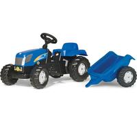 Rolly Toys New Holland Tracteur à pédales avec remorque, dès 2,5 ans, attelage arrière
