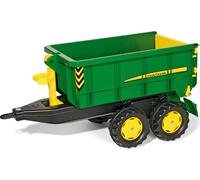 Rolly Toys Remorque John Deere pour véhicules à pédales, remorque à deux essieux, fonction de basculement