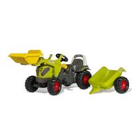 Rolly Toys rollyKid CLAAS AXOS 240 Tracteur à pédale avec remorque + Chargement Avant (pour Enfants de 2,5 à 5 Ans, Tension de chaîne réglable, attelage arrière) 02 516 9