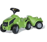 Rolly Toys Set Babyrutscher avec remorque rollyMinitrac Deutz Agrokid (toboggan avec compartiment de rangement, contour ergonomique du véhicule, volant avec klaxon, convient à partir de 1 ½ ans) 135899
