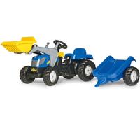 Rolly Toys Tracteur à pédales New Holland T7040 avec remorque + chargeur frontal, attelage arrière