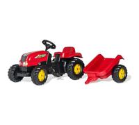 Rolly toys tracteur a pedales + remorque rollykid-x rouge