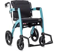Rollz Motion - Déambulateur 3 en 1, Deambulateur et Chaise Roulante en 1, Déambulateur 4 roues Pliable Leger, Fauteuil Roulant Pliable Bleu, By Mobio
