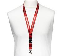 RolSeley Courroie de Cou de Lanière Personnalisée avec Texte Argenté Métallique - Coeurs Rouges L'amour Motif Tour de Cou porte Badge avec Clip Métal Amovible et l' Attache Se Détacher de Sécurité