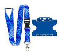 Rolseley Lanière tour de cou avec clip en métal Motif mosaïque Bleu