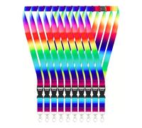 Rolseley Lot de 10 Courroie de Cou de Lanières Multicolores avec Motif Arc-en-ciel - Tour de Cou porte Badges avec Clip Métal Amovible et Clip de Sécurité - Idéale Pour Les Clés Badge D'identification