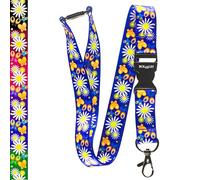 RolSeley Multicolore Cordon - Lanière Tour de Cou pour Porte-Badges avec Clip en métal - avec l' Attache Se Détacher de Sécurité (1 Daisy Blue)
