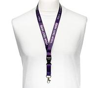 RolSeley Multicolore Cordon - Lanière Tour de Cou pour Porte-Badges avec Clip en métal - avec l' Attache Se Détacher de Sécurité (Cœurs violets + texte)