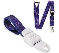 ROLSELEY Pack de Garrot Médical Professionnel avec Boucle A Déclenchement Rapide Lent - Lanière Tour de Cou Assortie - Motif en Coeurs Violets - Idée Cadeau Pour Infirmière