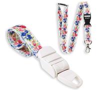 ROLSELEY Pack de Garrot Médical Professionnel avec Boucle A Déclenchement Rapide Lent - Lanière Tour de Cou Assortie - Motif Blanc en Fleurs Délicates - Idée Cadeau Pour Infirmière
