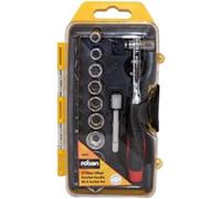 Rolson 28421 Ensemble poignée à cliquet coudée, embouts et douilles (23 pièces)