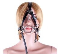 Roluck Bâillon Anneau Araignée en Métal et Similicuir avec Crochet Nasal - Accessoire de Bondage BDSM SM pour Couple, Jeu Sexuel Érotique et Sensuel