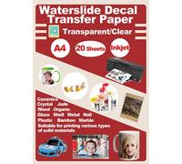 Rolurious Lot de 20 feuilles de papier autocollant transparent A4 pour imprimante à jet d'encre