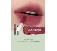 rom&nd Zero Velvet Tint 25 NERD Pink - Finition mate veloutée - Teinte à lèvres liquide - Longue durée - Crémeuse - Ne sèche pas - Anti-taches - Richement pigmentée - Texture lisse