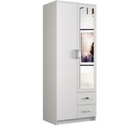 ROMA 80 | Petite Armoire chambre bureau | Penderie multifonctions | 2 portes | Miroir | 2 tiroirs | Meuble de rangement | Dressing