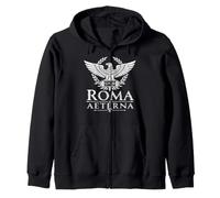 Roma Aeterna (Eternal Rome) Aigle Romain imprimé Blanc Sweat à Capuche