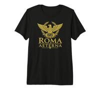 Roma Aeterna (Eternal Rome) Aigle Romain imprimé Noir T-Shirt Haut de Gamme