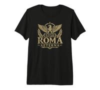Roma Aeterna Rome L'Eternal Roman Eagle Aged Golden Print T-Shirt Haut de Gamme