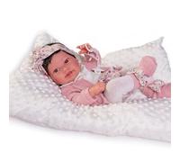 Roma Antonio Juan Pipa Poupée nouveau-né Corps souple 42 cm, peint à la main, yeux mobiles, couverture incluse, fabriquée en Espagne