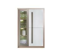 MonMobilierDesign ROMA Armoire vitrine 2 portes battantes avec lumières LED 90x130 cm Multicolore