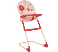 Roma Flora Chaise haute en tissu recyclé écologique Crème/rouge framboise Convient pour poupées de 28 à 42 cm