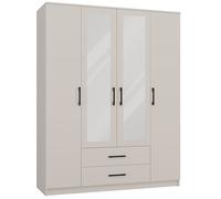 ROMA - Grande armoire de chambre 4 portes avec 2 miroirs - 160x52x205 cm - 2 tiroirs - Armoire avec penderie