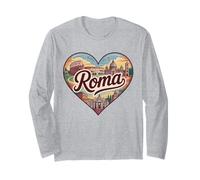 Roma Italy T-Shirt Souvenir de Voyage Motif cœur Manche Longue