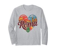 Roma Italy T-Shirt Souvenir de Voyage Motif cœur Manche Longue