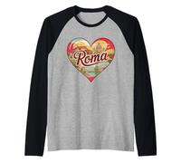Roma Italy T-Shirt Souvenir de Voyage Motif cœur Manche Raglan