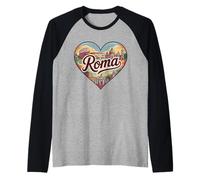 Roma Italy T-Shirt Souvenir de Voyage Motif cœur Manche Raglan