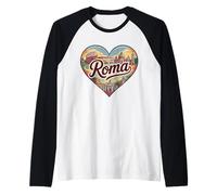 Roma Italy T-Shirt Souvenir de Voyage Motif cœur Manche Raglan