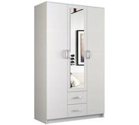 ROMA | Petite Armoire chambre bureau | Penderie multifonctions | 2 portes + Miroir +2 tiroirs | Meuble de rangement Dressing |
