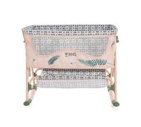 Roma RHS Berceau de chevet pour poupée, fougère, hauteur réglable, modes à bascule et stationnaires, motif fougère, pour poupées jusqu'à 45 cm, panier de rangement