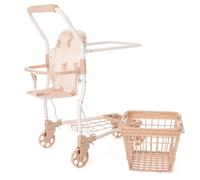 Roma Teddy Dolls Chariot de courses avec panier amovible et roulettes pivotantes Beige Hauteur 67 cm