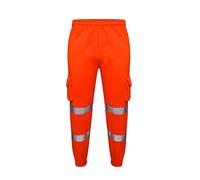 Romaans Pantalon de jogging haute visibilité - Pantalon épais - Bande réfléchissante - Taille élastique - Pantalon de jogging, Orange, 3XL