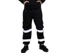 Romaans Pantalon de jogging haute visibilité - Pantalon épais - Bande réfléchissante - Taille élastique - Pantalon de jogging, Noir , 3XL