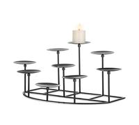 Romadedi Bougeoir de cheminée 9 Chandeliers - pour Bougies piliers Noir en Fer, Centre de Table, cheminée, décoration de Sol, décoration de Noël et de l'Avent