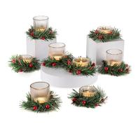 Romadedi Bougeoir De Noel Photophore Verre : 8 Bougeoirs avec Couronne pour Centre De Table, Décorations De Noël pour Décoration D'intérieur, Fête, Salle À Manger, Mariage, Salon, Cadeau
