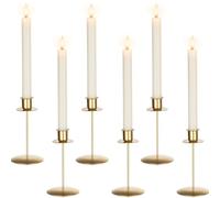 Romadedi Bougeoir en or pour chandelier - Ensemble de 6 grands bâtons de bougie en cire pour décoration de table, Noël, dîner, mariage, centre de table, fête, salon, Avent