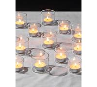 Romadedi Bougeoirs en verre transparent - 12 bougies chauffe-plat - Lanterne pour bougies chauffe-plat - Décoration de table - Bougie votive transparente - Pour bougie, mariage, fête