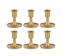 Romadedi Chandelier Bougeoir Doré Mariage - Lot de 6 Petite Bougeoirs Métal Décoratifs pour Bougie Coniques Noel Decoration Maison L’Avent Centre de Table Rétro