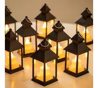 Romadedi Mini Lanterne LED Noir - Lot de 20 Lanterne Bougie à Suspendre Decorative Bougeoir pour Exterieur Halloween Ramadan Mariage Noel Decoration de Table, Piles Incluses