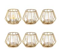 Romadedi Photophores en métal doré : lot de 6 petits photophores pour bougies chauffe-plat décoration salon décoration de table photophores pour chambre à coucher table à manger décoration intérieure