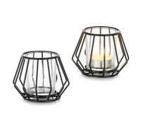 Romadedi Photophores en métal noir : lot de 2 petits photophores pour bougies chauffe-plat décoration salon décoration de table photophores pour chambre à coucher table à manger décoration intérieure