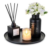 Romadedi Plateau à bougies décoratif noir - Rond décoratif pour table basse, centre de table, comptoir de cuisine, décoration d'intérieur moderne de ferme