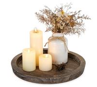 Romadedi Plateau Décoratif en Bois pour Bougie - Rond Plateau 29 cm Rustique pour Service pour Table de Salle à Manger Table Basse Decoration Centre de Table