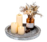 Romadedi Plateau en bois décoratif - Plateau à bougies rond 29 cm - Plateau en bois pour maison de campagne - Assiette décorative pour bougies piliers, bougies chauffe-plat, décoration de table de