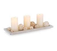Romadedi Plateau rectangulaire en bois - Décoration : allongé - Plateau décoratif vintage - Plateau en bois pour bougies - Décoration de table - Maison - Table basse - Cuisine - Salon - 34,5 cm